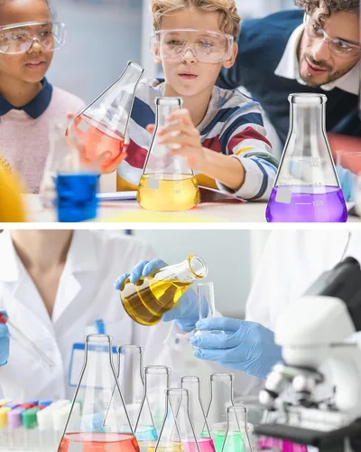 Vista 6 de Erlenmeyer - Juego de 9 frascos de vidrio con varilla agitadora de vidrio, 7 tamaños, 1.7 fl oz, 3.4 fl oz, 5.1 fl oz, 6.8 fl oz, 8.5 fl oz, 10.1 fl