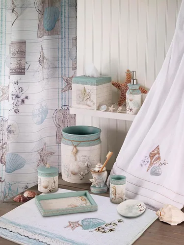 Vista 2 de Avanti Linens - Vaso, organizador de encimera, accesorios de baño elegantes de granja (colección de conchas de granja)