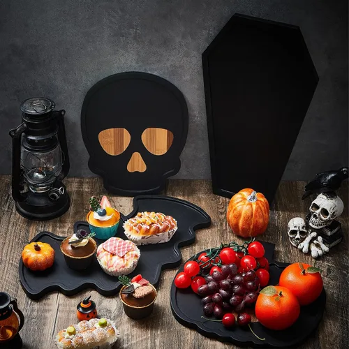 Vista 4 de Liliful Tablas de madera para embutidos de calabaza de Halloween