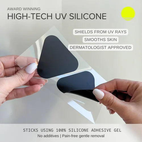Vista 6 de Sun Patch Parches hipoalergénicos para mejillas o manos con pantalla solar, 100% silicona UPF-50, protección UV, reutilizable, 1 paquete/4 pares
