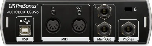 Vista 4 de PreSonus AudioBox 96 USB 2 × 2 Interface Grabación Bundle con micrófono de condensador cardioide LyxPro, auriculares HAS‑10, filtro pop, montaje