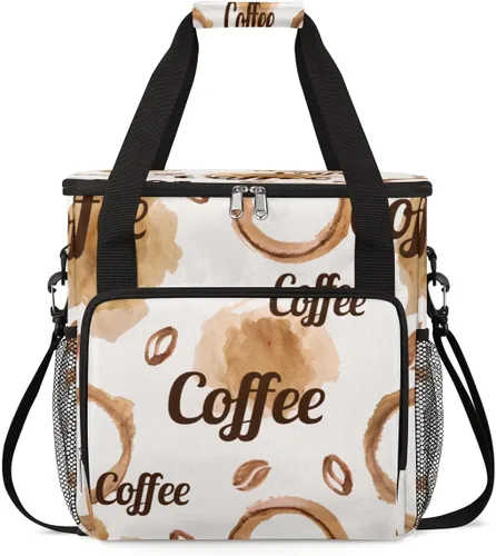Vista 27 de Bolsa de transporte de viaje para cafetera, color amarillo, para café, compatible con Keurig K-Mini o Plus, portátil, con bolsillos para cápsulas