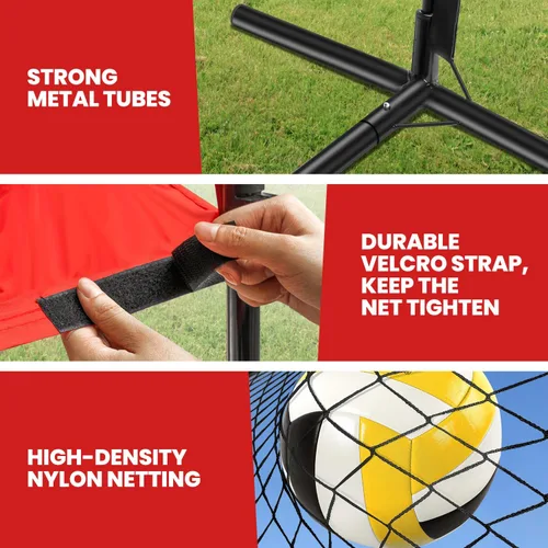 Vista 3 de Equipo de entrenamiento de voleibol, estación de red de práctica de pelota de voleibol ajustable en altura para servir, pinchar, práctica de golpe