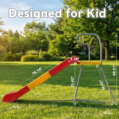 Vista 2 de Outdoor Slide for Kids, 6.4FT Backyard Slide with Stair Slide, Heavy-Duty Playground Equipment for Backyard, Pool Side, Lawn & Garden, Stable, for