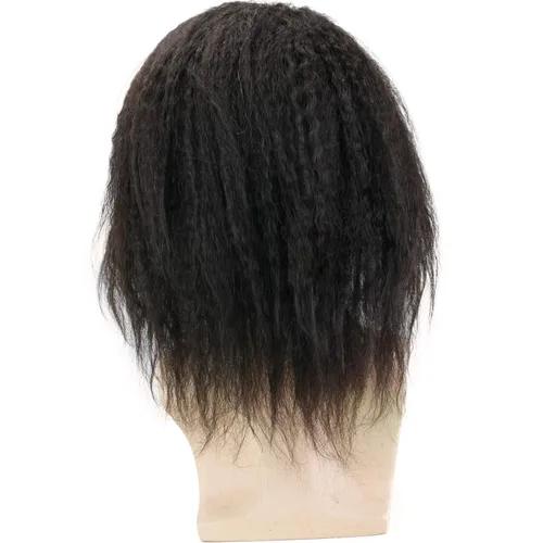 Vista 5 de 12 pulgadas de largo rizado recto cabello humano de repuesto para hombre, tupé mono de encaje y poliuretano alrededor con encaje suizo frontal de 10