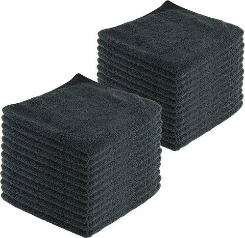 Vista 26 de Toallas de limpieza de microfibra, paquete de 12, 16 x 16 pulgadas, multiusos, más suaves, altamente absorbentes, sin pelusas, reutilizables, Negro