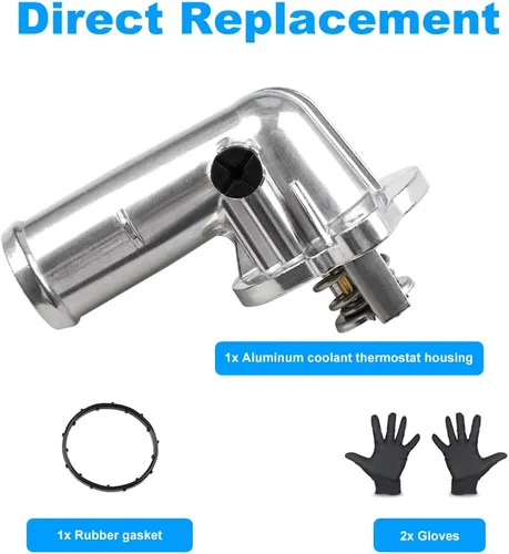 Vista 7 de Carcasa de aluminio para termostato de refrigerante de motor compatible con Dodge Durango 2011-2015 Jeep Grand Cherokee 2011-2020 Jeep Wrangler