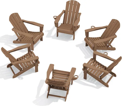 Vista 37 de SERWALL Silla Adirondack plegable, silla Adirondack para exteriores con soporte para tazas, silla Adirondack ajustable con 3 posiciones reclinables