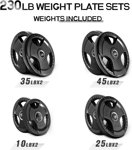 Vista 15 de RitFit Weight Plates for Barbell, 2-Inch Olympic Rubber Grip Plates for Weightlifting and Strength Training in Home & Gym, Single, Pair and Sets
