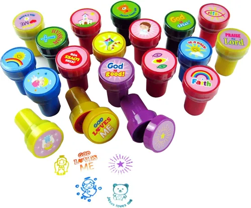 Vista 5 de Tiny Mills - 50 sellos religiosos surtidos para niños, premios religiosos, premios de carnaval, vacaciones, escuela, Biblia, escuela dominical
