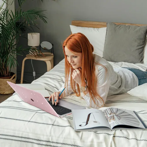 Vista 6 de EooCoo Funda compatible con MacBook Air de 13 pulgadas M5 2026-2022 Release M4 M3 M2 A3449 A3240 A3113 A2681, carcasa rígida con purpurina