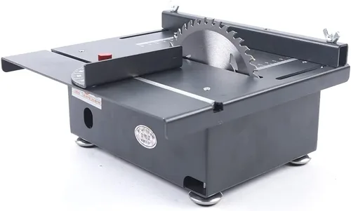 Vista 7 de Sierra superior de banco, mini sierra de mesa de 100 W, banco de carpintería de hoja circular, máquina de herramientas de corte de manualidades