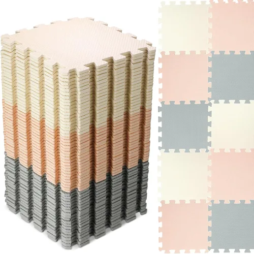 Vista 10 de Nuanchu 60 PCS Tapete de Rompecabezas de Espuma para Niños a Granel - Tapete de Juego de Espuma de Color Sólido con Bordes Entrelazados Alfombra