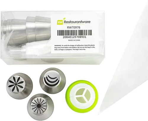 Vista 41 de Restaurantware Pastry Tek - Juego de puntas de tubería rusas de 17 piezas duraderas para decoración de tartas, 6 puntas de tubería, 10 bolsas