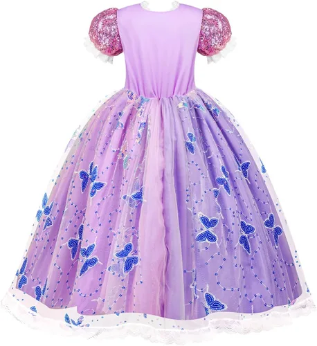 Vista 8 de Meland - Vestidos de princesa para niñas, disfraces de princesa luminosos para niñas, disfraces de Halloween para niñas de 3 a 8 años