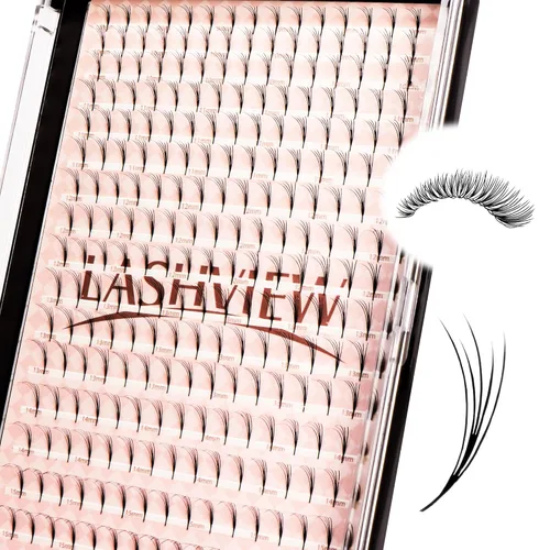 Vista 24 de LASHVIEW - Extensiones de pestañas individuales de seda de imitación de visón de 0.07mm de grosor y rizado C de 8-15mm de volumen mixto