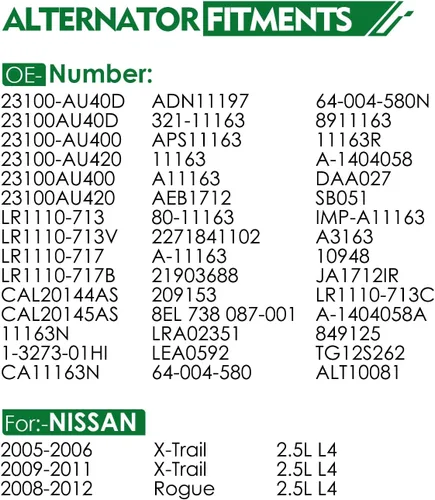 Vista 286 de Alternador de 4.0L para: Ford Explorer 2002 2003 2004, Explorer Sport Trac 2001-2004 para: Mercury Mountaineer 2001-2004, polea de 6 ranuras de 12V