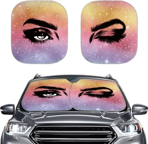 Vista 22 de Howilath Sombra de ojos de belleza, 2 unidades, parasol universal para parabrisas, accesorios para vehículos, cubierta anti-UV
