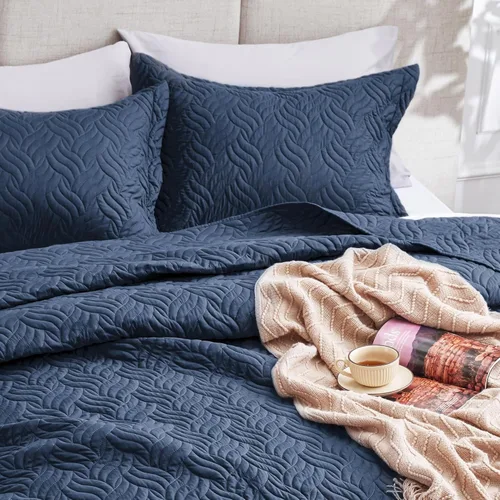 Vista 107 de Edredón de cama tamaño queen Love's cabin, color azul, para cama de verano, de microfibra ligera, estilo moderno, para todas las estaciones, 3