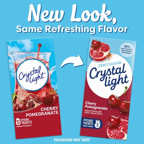 Vista 4 de Crystal Light Mezcla de bebidas en polvo con sabor natural y granada de cereza sin azúcar, 5 paquetes de jarra