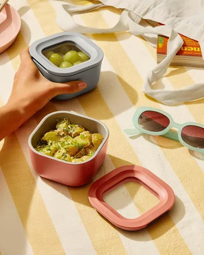 Vista 7 de Caraway Mini recipiente cuadrado para almacenamiento de alimentos, contenedor de almacenamiento de vidrio de 1.75 tazas para alimentos, vidrio