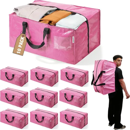 Vista 28 de WORKPRO 1 paquete de bolsas de mudanza extra grandes con cremalleras y asas de transporte, correas de mochila, bolsa de almacenamiento resistente