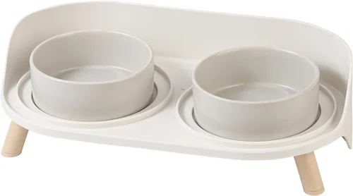 Vista 10 de Juego de Cuencos Elevados de Cerámica para Gatos - Platos Dobles Elevados para Alimentos y Agua - Soporte Antideslizante y Resistente a Salpicaduras