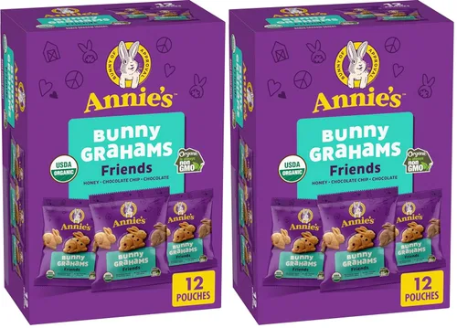 Vista 40 de Annie's Organic Friends Bunny Grahams, bocadillos Graham horneados con chispas de chocolate, chocolate y miel, 12 bolsas, 12 onzas