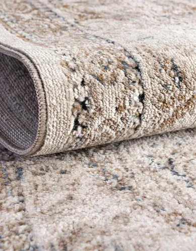 Vista 5 de Unique Loom Chateau Collection - Alfombra de área Wilson (4 pies 1 pulgada, redonda, beige/azul)