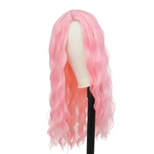 Vista 32 de Peluca rubia larga y rizada para mujer, peluca ondulada con raya lateral, cabello sintético natural para cosplay, disfraz de pelucas para mujeres