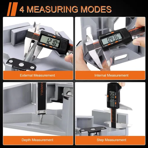 Vista 4 de HARDELL Calibrador Digital de 6 Pulgadas con Pantalla LCD Grande, Herramienta de Medición de Calibradores con Función de Apagado Automático