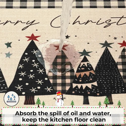 Vista 6 de GRANNY SAYS Juego de 2 tapetes navideños de cocina para piso, decoración de Navidad para interiores, alfombras lavables para piso de cocina
