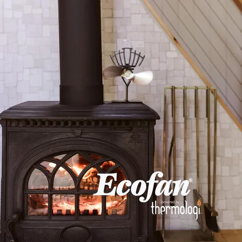Vista 9 de Ecofan UltrAir, Ventilador a calor, para horno a leña, mediano, hecho en Canadá., NA, Negro (Black Blade), M