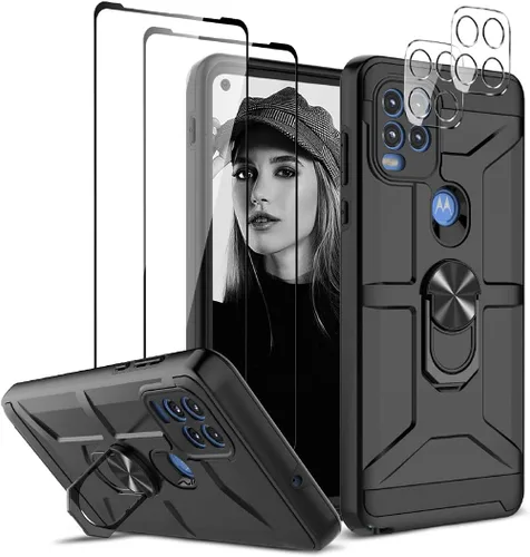 Vista 26 de Jeylly para Moto G Stylus 5G 2021 Funda con [2 Pack] Protector de Pantalla de Vidrio Templado, Protección Grado Militar Anti-Arañazos, Funda