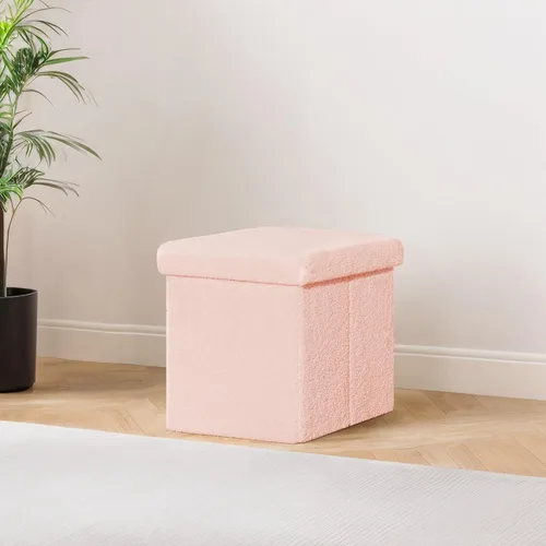 Vista 139 de PINPLUS Otomanas otomanas de almacenamiento con forma cuadrada con reposapiés de almacenamiento para sala de estar, asiento otomano Boucle para Gris