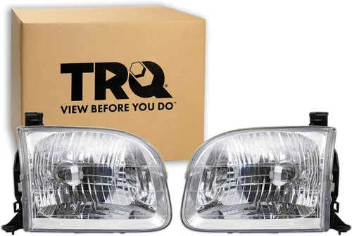 Vista 74 de TRQ Juego de Conjunto de Ensamble de Faros de 2 Piezas de Desempeño Halógeno con Marco Cromado Conductor y Lado del Pasajero Compatible con Mercedes
