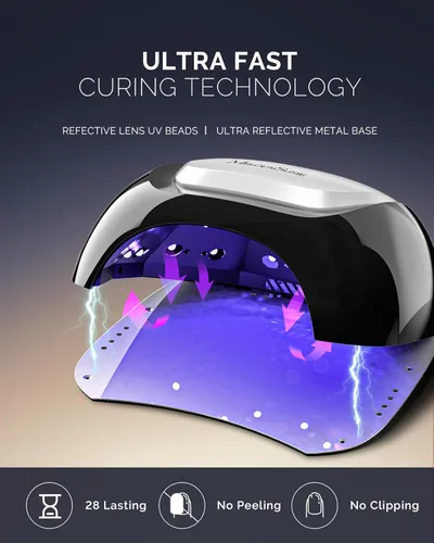 Vista 3 de MelodySusie S-Pro27T - Lámpara de uñas profesional con base de metal, secado rápido con 3 temporizadores y sensor inteligente para curar todos