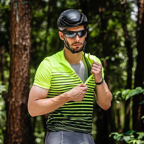 Vista 4 de Spotti Camiseta de ciclismo de manga corta con 3 bolsillos traseros, absorbe la humedad, transpirable, de secado rápido