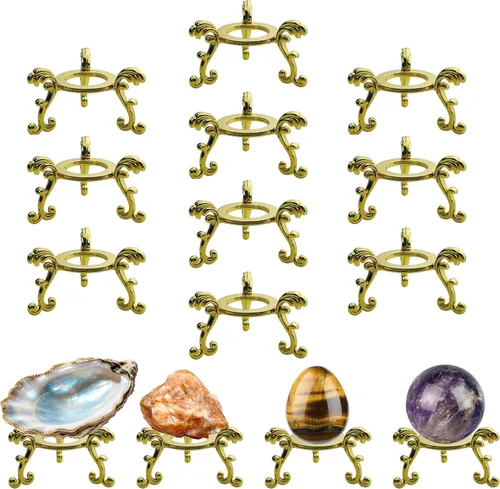 10 piezas de soporte dorado para bolas de cristal para exhibir cristales de vidrio y rocas naturales, soporte de exhibición esférico, para esfera o