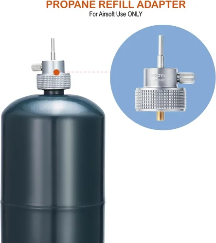 Vista 2 de Adaptador de recarga de propano con puerto de aceite de silicona, adaptador de llenado de propano Airsoft para gas verde