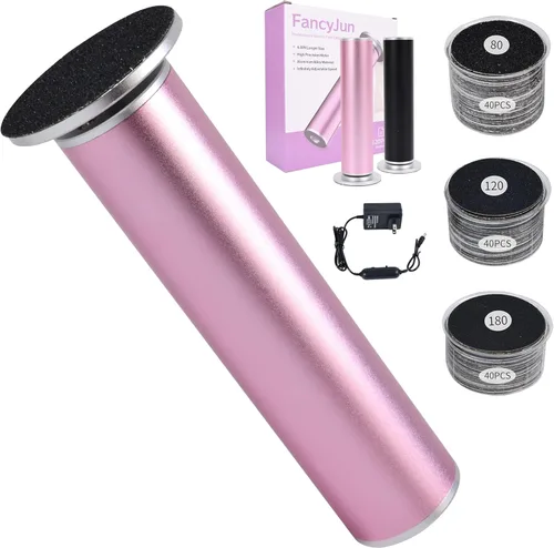 Vista 7 de FancyJun Removedor eléctrico de callos para pies con 120 discos de papel de lija (3 tamaños), removedor profesional de callos de aluminio de 800 RPM
