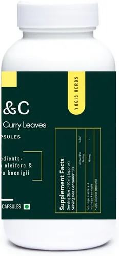 Vista 3 de YOGIS HERBS Moringa & Curry Leaf Capsules - 90 Vegan Capsules Energy, Iron & Plant-Based Protein Supplement