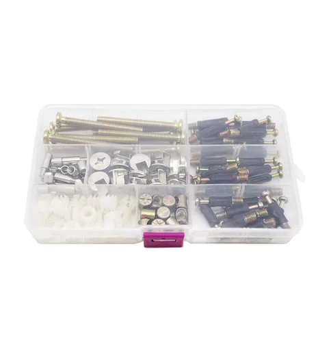 Vista 7 de binifiMux Juego de 90 tornillos para cuna, tornillos de conexión para muebles, tuercas surtidas, tornillos hexagonales, ajuste de leva, clavija