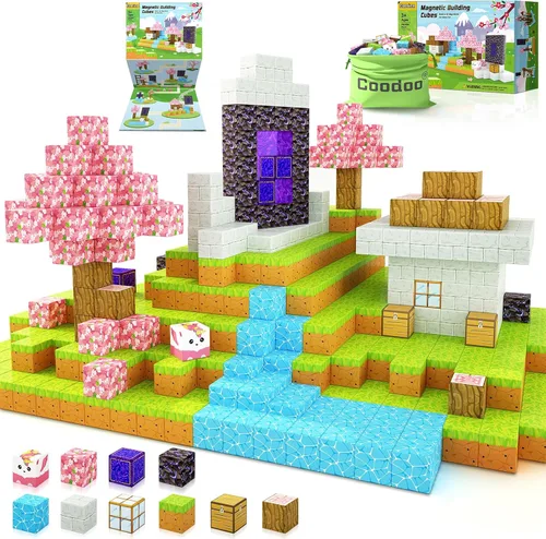 Vista 11 de Bloques magnéticos – Build Mine Magnet World Magic Portal Set, azulejos magnéticos, bloques de construcción, juguete STEM sensorial al aire libre