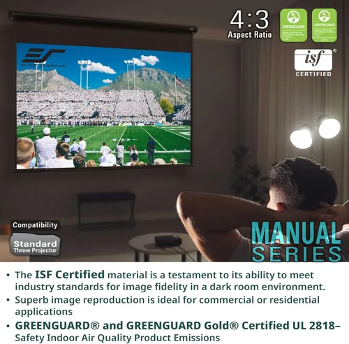 Vista 4 de Elite Screens Serie manual, 100 pulgadas 169, pantalla de proyector manual desplegable con bloqueo automático, cine en casa 8K 4K Ultra HD 3D