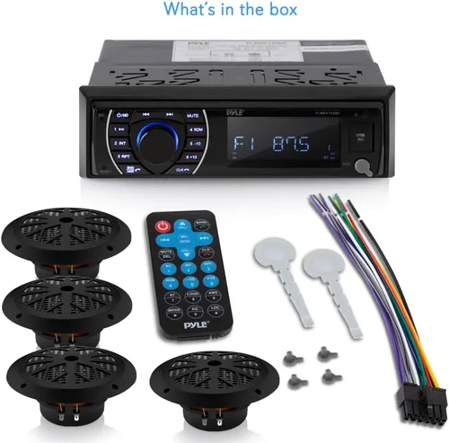 Vista 9 de Kit de receptor de unidad principal marina Pyle - Estéreo digital LCD en el tablero Bluetooth y micrófono integrados con sistema de radio AM FM