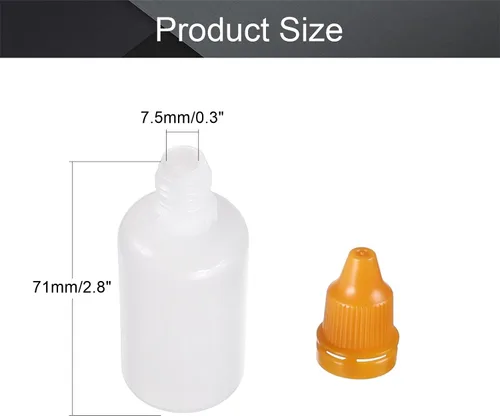 Vista 3 de Othmro Botellas cuentagotas de plástico de ojo de laboratorio de polietileno de 0.2 onzas, 15 piezas, gotero líquido exprimible de 0.2 fl oz boca