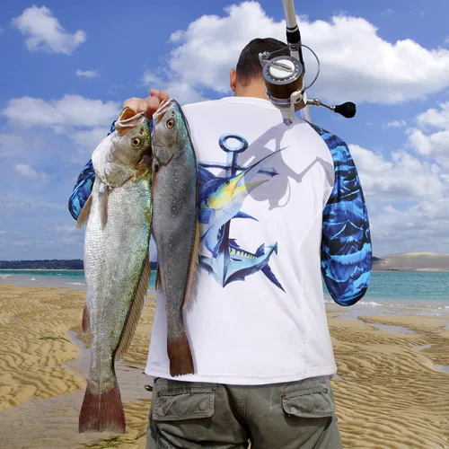 Vista 4 de Palmyth Camiseta de pesca para hombre, manga larga, protección solar, protección UV UPF 50+ camisetas con bolsillo