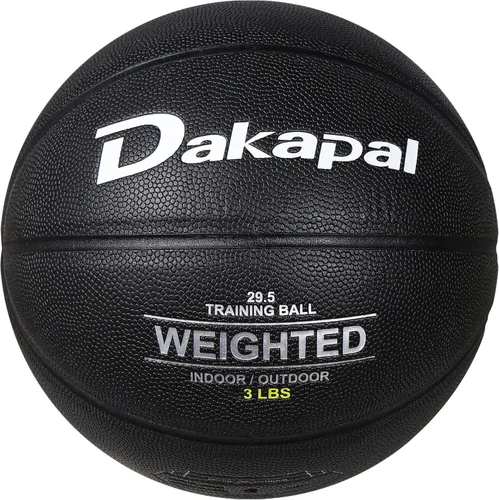 Vista 12 de Dakapal Weighted Heavy Training Basketball, Size 6/7 Black 2.2LBS/3LBS/3.3 LBS Weight PU Durable for Trainer and Dribbling Passing, Indoor and