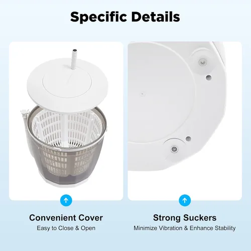 Vista 7 de Lavadora portátil – Lavadora de ropa no eléctrica 2 en 1, lavadora compacta de 4.4 libras, lavadora giratoria y secadora para apartamentos